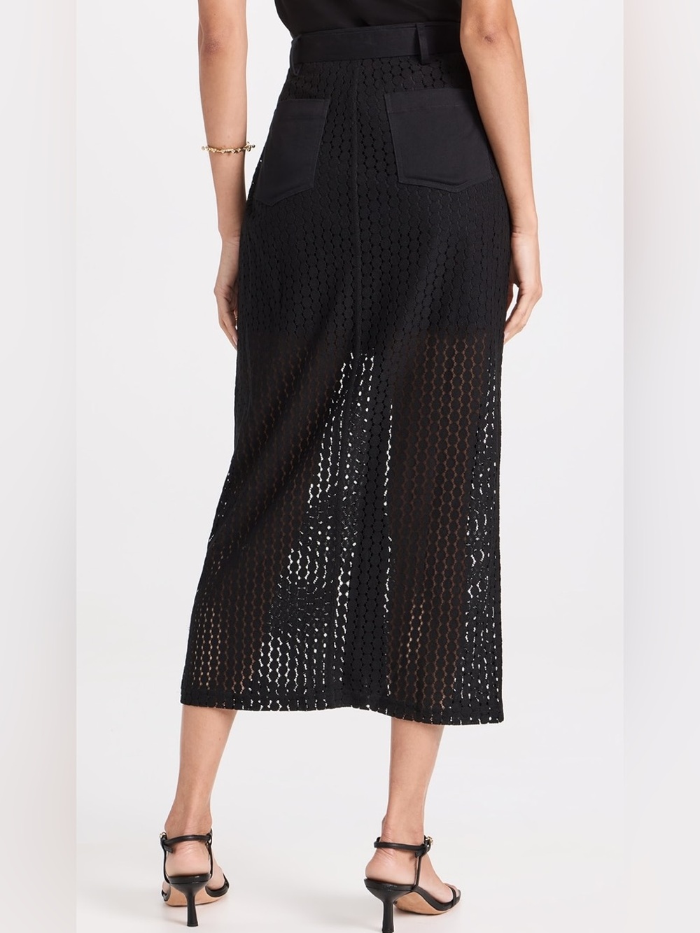 SOLID & STRIPED The Harper Lace Midi Skirt in Black Size XS - Like New - Picture 6 of 15